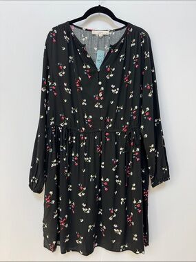 Loft Floral Black Dress
